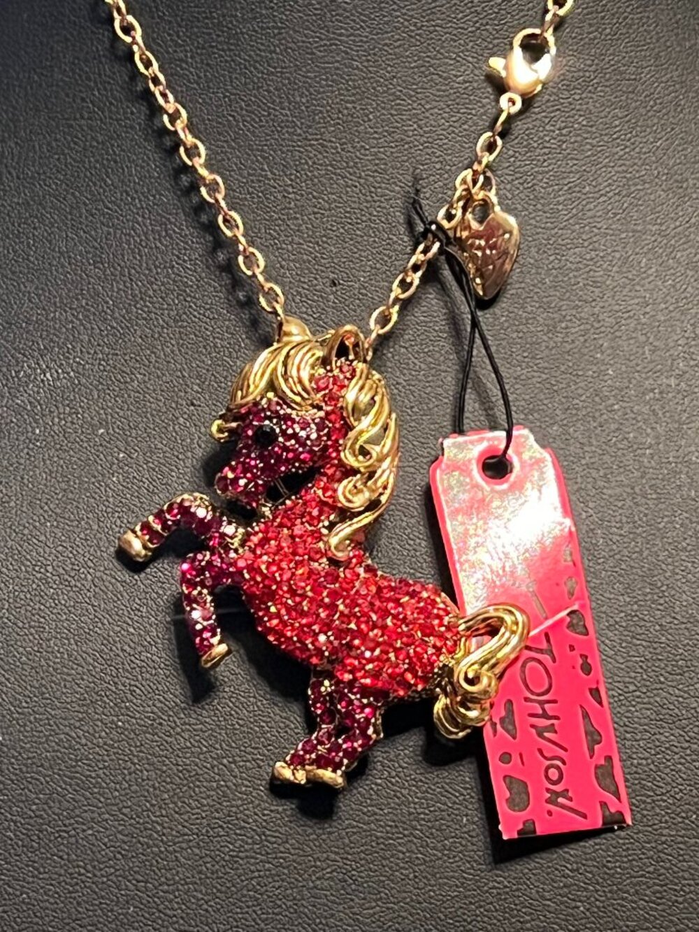 Betsey Johnson Goldtone Red Jeweled Horse (M002)